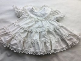 Vtg Girls Bryan ruffle lace White Tiered dress size 6-9 mos Good Used - £22.85 GBP