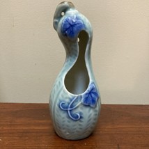 Vintage Unique Ceramic HANGING Blue Squash/Gourd With Vine Pocket Vase - £23.67 GBP