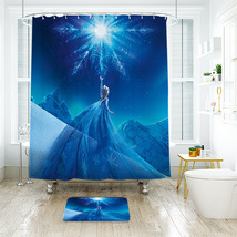 Disney Frozen Elsa Shower Curtain Bath Mat Bathroom Waterproof Decorative - £18.08 GBP+