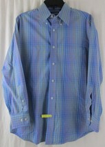 Jantzen Blue Checkered Wrinkle Free Button Down Long Sleeve Shirt Sz Med - £8.69 GBP