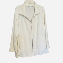 Susan Graver Womens Jacket White Size 2X Long Sleeve Pockets Crochet Det... - £27.05 GBP