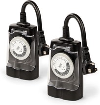 BLACK+DECKER Outdoor Timer, 2 Pack, with 2 Grounded Outlets - Waterproof... - £33.59 GBP