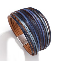 ALLYES Boho Thin Strip Multilayer Leather Bracelets for Women Fashion Multicolor - £11.37 GBP