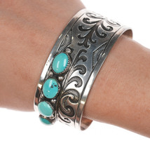 6.75&quot; Cecil Ashley Navajo silver overlay and turquoise cuff bracelet - £461.51 GBP
