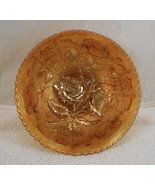 Imperial Open Rose Pumpkin Marigold Carnival Glass 7.5&quot; Bowl - £15.52 GBP