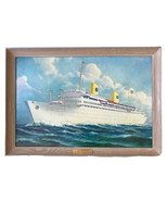 Vtg &#39;60s Swedish America Line Cruise Ship Advertising Sign Print M.S. Ku... - $379.52 CAD