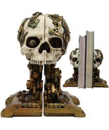 Cyborg Robotic Gearwork Facility Steampunk Skull Bookends Set Figurine S... - $825.41 MXN