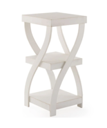 Twisted End Side Table Nightstand Distressed WHITE Living Room Bedroom F... - $71.44 CAD