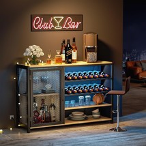 Coffee Bar Cabinet With Storage, Wine Cabinet With Led Lights And Outlet, Corner - £163.85 GBP