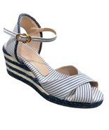 Stuart Weitzman Mirela Nautical Navy Blue White Espadrilles Sandals size... - $48.39