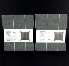 (Lot of 2) Ikea MILDRUN Pillow Cushion Cover Cotton 20" x 20" Gray Striped New - $25.77