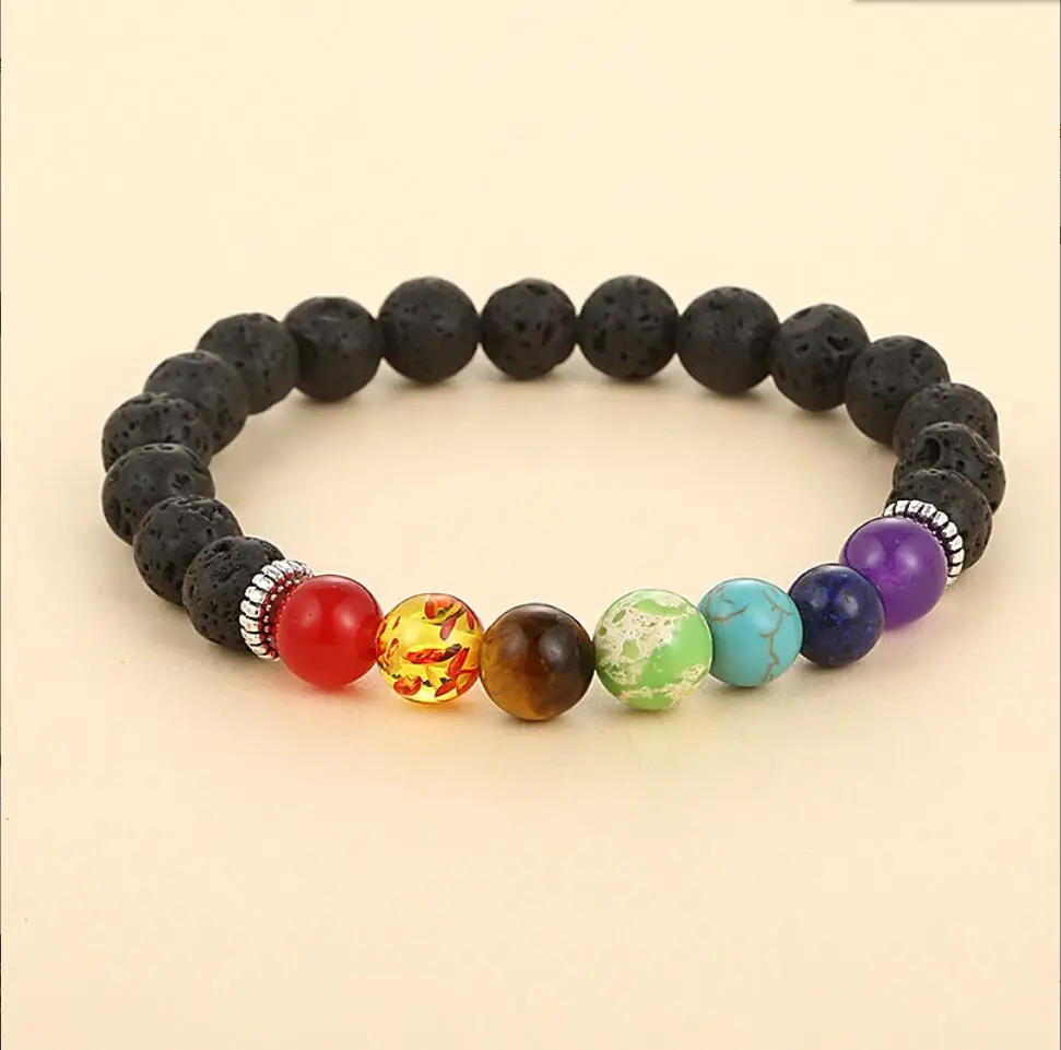 Ck stone men bracelets reiki healing beads bracelet black lava stretch mala buddha thumb155 crop