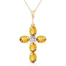 Galaxy Gold GG 14k Yellow Gold 18&quot; Necklace with Citrine Cross Pendant - £278.78 GBP
