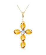 Galaxy Gold GG 14k Yellow Gold 18&quot; Necklace with Citrine Cross Pendant - £279.93 GBP