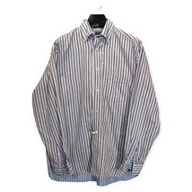 FACONNABLE Men&#39;s Sz M Satiny Cotton Multi Color Striped Button Down Shirt - $21.78