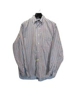 FACONNABLE Men&#39;s Sz M Satiny Cotton Multi Color Striped Button Down Shirt - $21.78