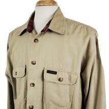 Izod Khaki Canvas Shirt Mens Large Flannel Lined Long Sleeve Button Up P... - £18.79 GBP