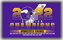 Minnesota Vikings Football Team Division Champions 2022 Flag 90x150cm 3x... - $14.95