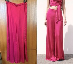 Zara New Woman SS23 Fuchsia WIDE-LEG Satin TROUSERS/PANTS S - £47.01 GBP