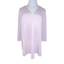 Adrianna Papell Womens Long Sleeve Knit V Neck Tunic Top Purple Size Large - $8.39