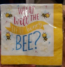 Gender Reveal What Will the Little Honey Bee? Baby Shower Luncheon Napkins 16-Ct - $4.99