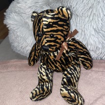 Mary Meyer Stuffed Plush Velour Tiger Print Teddy Bear Beanbag - £5.47 GBP