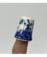 Porcelain Thimble Windmill Ducks Blue and White - £7.24 GBP