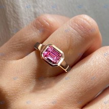 1Ct Lab-Created Radiant Cut Pink Tourmaline Solitaire Engagement Ring 925 Silver - £64.18 GBP