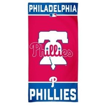 MLB Philadelphia Phillies Vertical White Bell Logo Beach Towel 30&quot;x60&quot; W... - £24.03 GBP