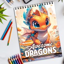 Awesome Dragons Spiral Bound Coloring Book, Mighty Dragons for a Mythical Colori - £11.92 GBP