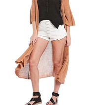 Free People Romeo Rolled Cut-Off Distressed White Denim Shorts | Sz 30 NWT - £25.93 GBP