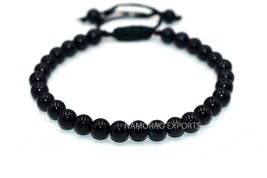 Natural Black Onyx 6x6 mm Beads Thread Bracelet ATB-41 - £6.84 GBP