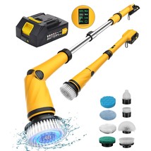 Upgrade 1200 Rpm Battery Electric Spin Scrubber, Highly Powerful Cordless Cleani - $135.99