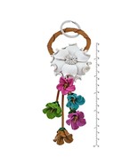 Floral Paradise Genuine White Leather Loop Keychain KeyFinder - £16.56 GBP