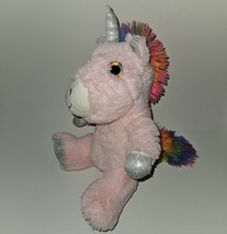 Spark Create Imagine Pink Unicorn Lovey 12&quot; Plush Stuffed Toy Rainbow Mane Tail - £10.68 GBP