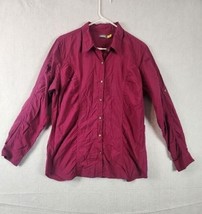 Cabelas Womens Button-Down Long Sleeve Shirt Size XL Burgundy Cotton Nylon - $10.68