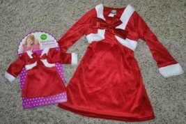 Girls Dress &amp; Doll Dress Christmas Dollie &amp; Me Red Santa Velvet Toddler-... - $34.65