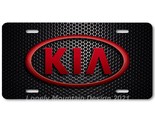 Kia Inspired Art Red on Black Mesh FLAT Aluminum Novelty Auto License Ta... - $17.99