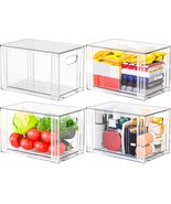 4 Pack Clear Stackable Storage Drawers With Handles,Multipurpose Cabinet... - $44.94