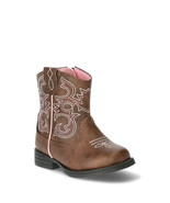 Wonder Nation Baby Girls Western Boots Brown Size 2 Embroidered Design New - $418.61 MXN