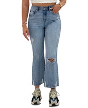 Rewash Juniors Kick Straight Distressed Cropped Jeans,Dark Blue,5 - $37.60