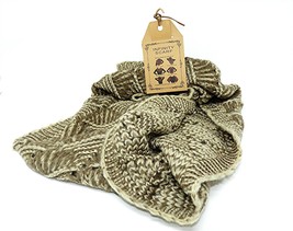 Scarf Infinity Tan 58&quot;x16&quot; Diamond Pattern Open Weave Multiple Ways to Wear - $7.73