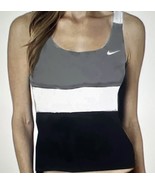 NEW  NIKE SWIM V-Back TANKINI Bathing Suit Top Black Gray Womens XS - €19,00 EUR