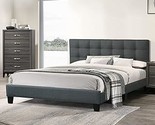 Charcoal Fabric Upholstered Bed, Cal. King Size - $520.99