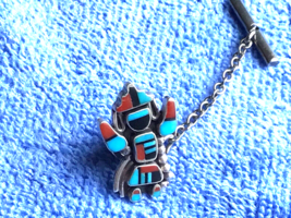 Southwestern Native American Sterling Tie Tack Turquoise, Onyx, Coral OLD PAWN - £28.24 GBP