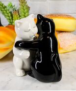 Ebros Colorful Ceramic Black White Cat Couple Hugging Dancing Salt Peppe... - $309.17 MXN