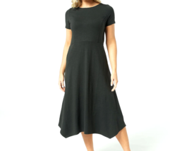 Joan Rivers Cotton Blend Knit Midi Dress with Back Button - BLACK, Petite  1X - £24.05 GBP