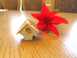 Lenox Holiday Ornament Birdhouse w/Gold Rope hanger 2&quot; Holly &amp; Berry - £5.30 GBP