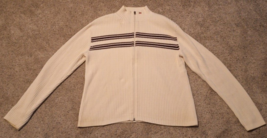 Mens Ralph Lauren Polo Jeans Co. Vintage Ribbed Full Zip Sweater Flag Logo Sz XL - £20.93 GBP