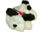 Toy Works plush white black puppy hound dog lying down red bow tongue ou... - $7.91